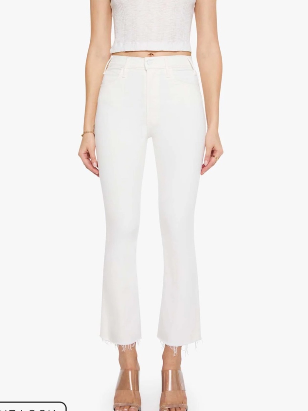 MOTHER White Jeans - Cropped, Frayed Hem - Size 29